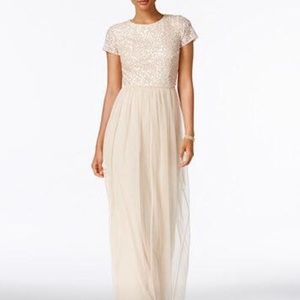 NWT Adrianna Papell Sequined Tulle A-Line Gown Sz4
